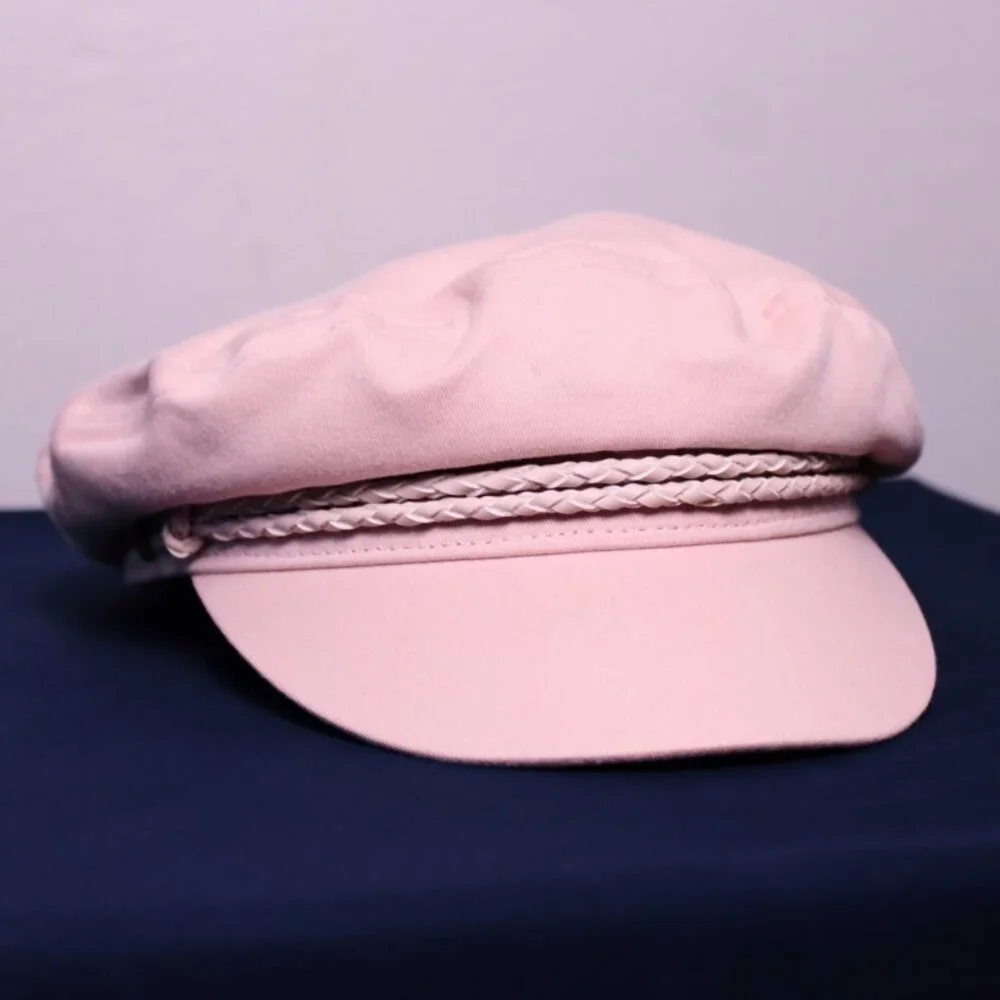 Brixton Pink Fisherman Cap with Cream Braided Trim